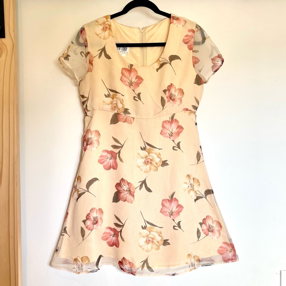 Vintage Yellow Floral Mini Dress